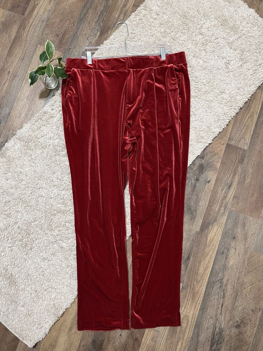 Torrid Size 18 Tall Red Velvet High-Rise Relaxed Tapered Straight Leg Pants